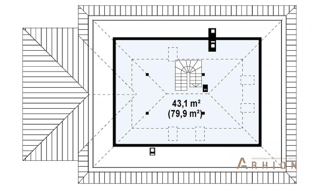 3. Проект одноэтажного дома в европейском стиле с четырехскатной, Z10 D sdu GL, площадью - 204 кв c мансардой, терассой, гаражом